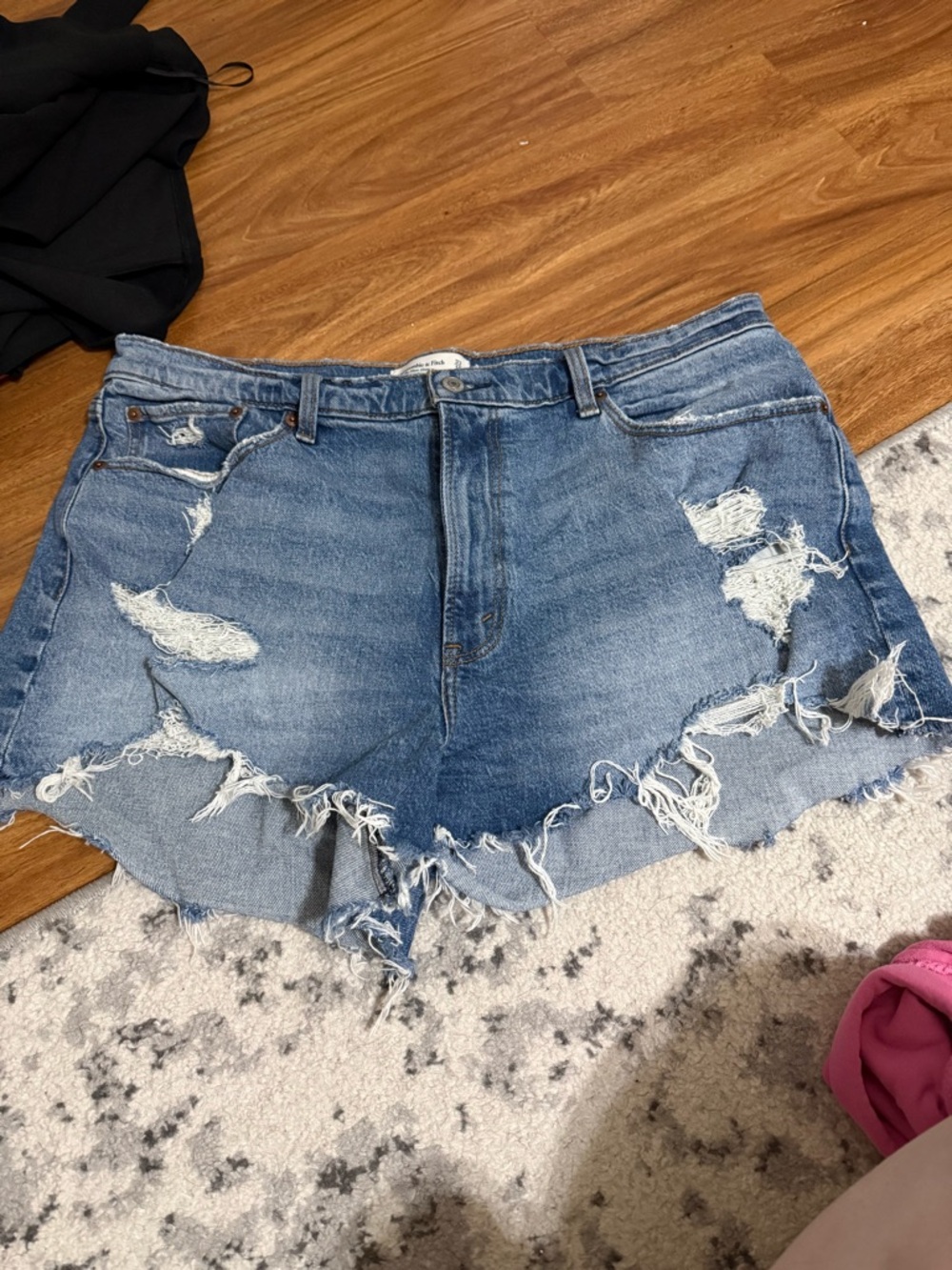 Abercrombie & Fitch Light Blue Distressed Denim Shorts